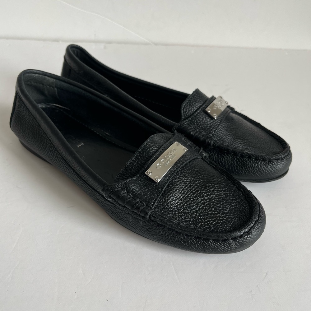 Coach Fredrica Black Leather Loafers Size 6.5B
